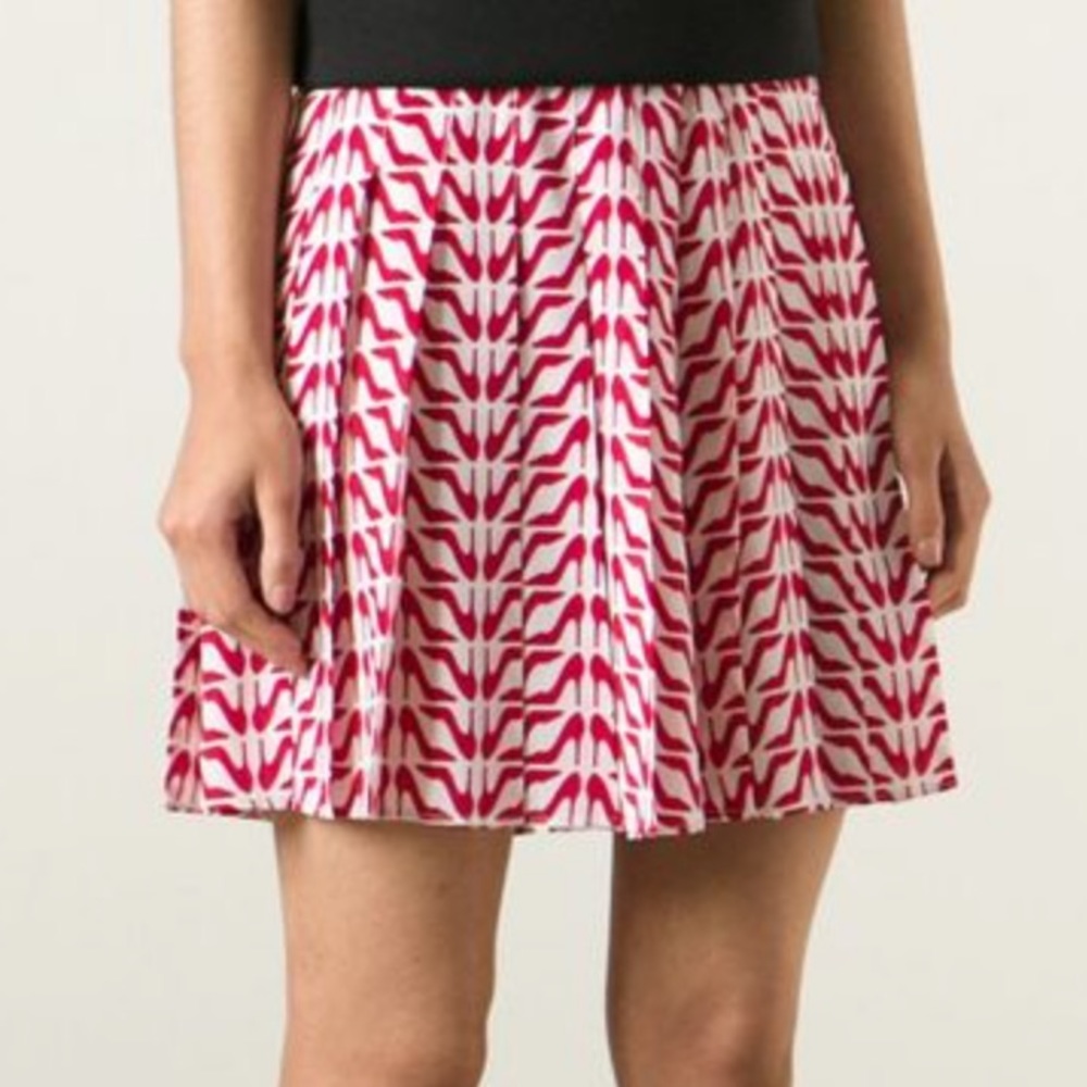 RED Valentino Pleated Silk Skirt High Heels